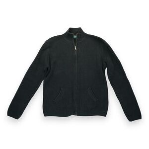 Lauren Ralph Lauren Women's Full Zip Sweater Knit Size‎ Large Black Long Sleeve